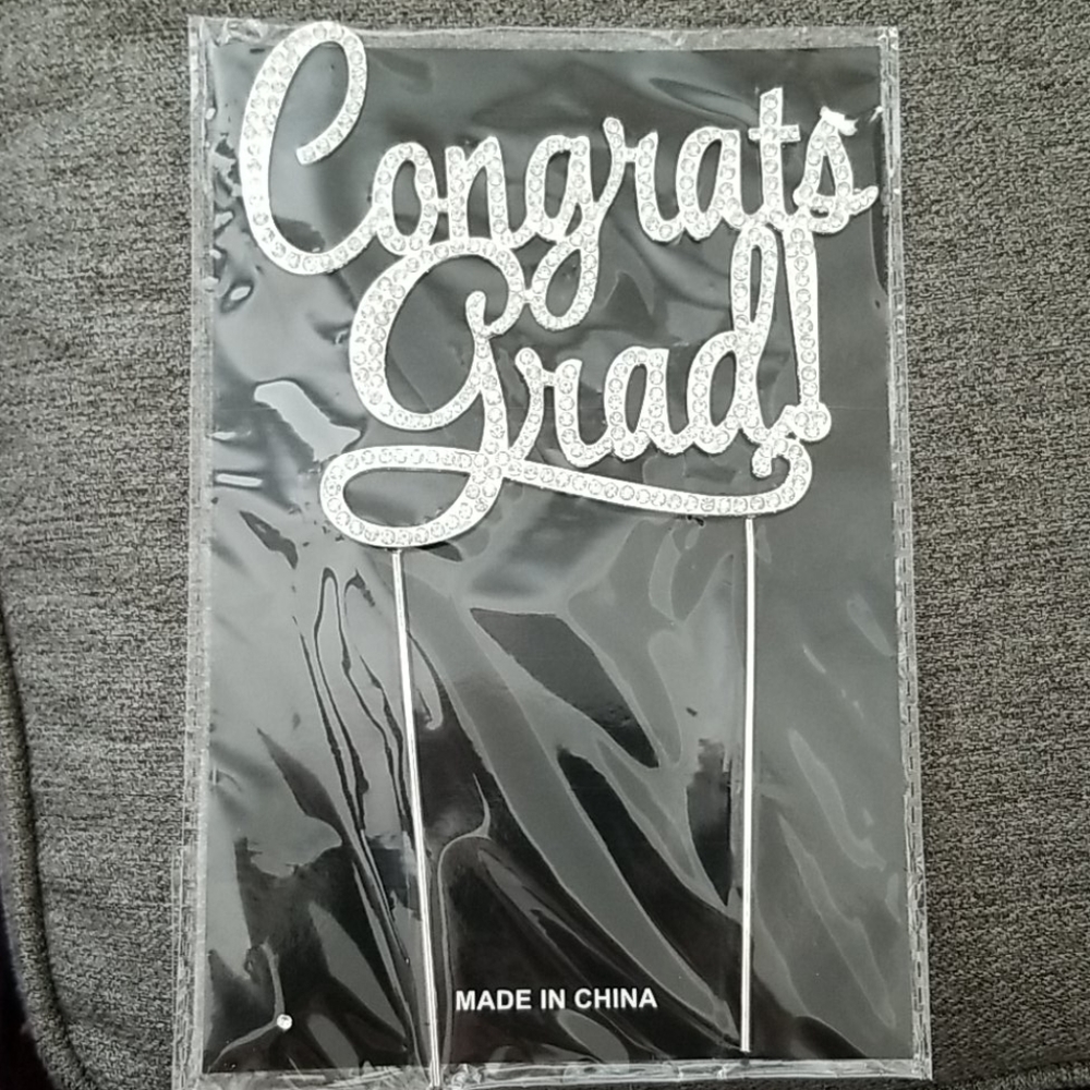 Metal Rhinestone Congrats Grad Cake Topper